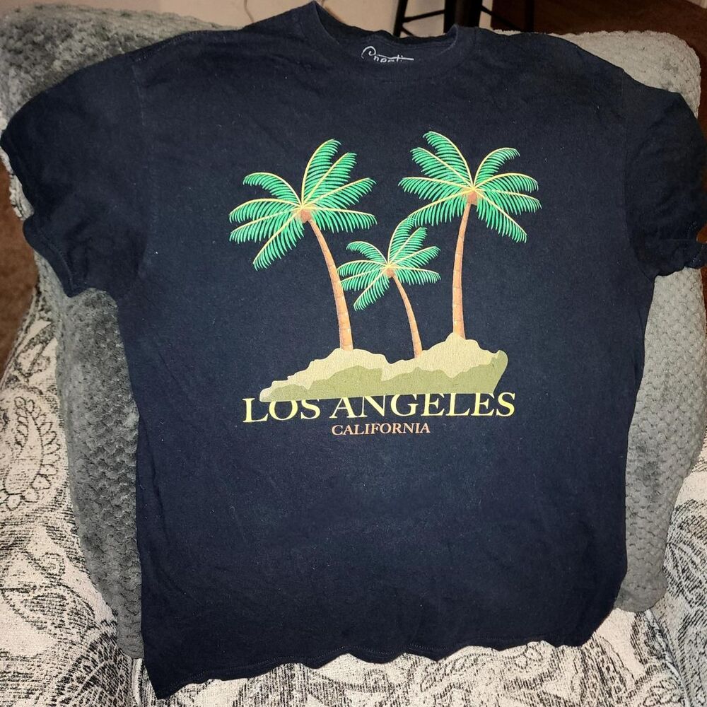 Los-angeles-apparel Men's Black and Navy T-shirt
